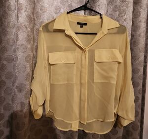 Michael Kors Soft Yellow Sheer Blouse